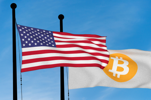 US flag and Bitcoin Flag