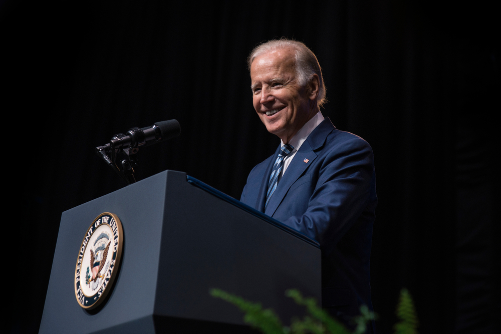 Joe Biden delivers a speech at Rice University