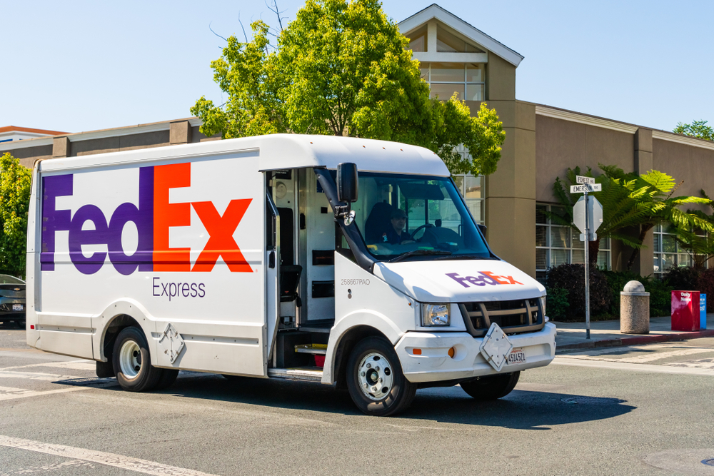 FedEx vehicle making deliveries in San Francisco bay area