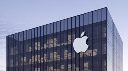 Apple Corporation Signage Logo on Top of Glass Building