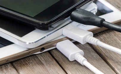 Stack of Smart Phone Charging with Cable