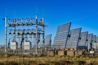 Modern solar plant on highway 26 near Hatch,