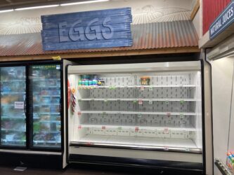 Egg shelves are empty at grocery store