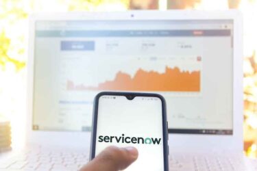 ServiceNow logo seen displayed on a smartphone.