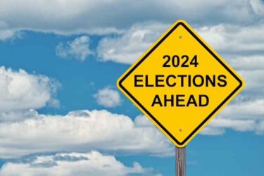 2024 Elections Ahead Caution Sign.