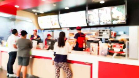 Blur image of fast food restaurant.