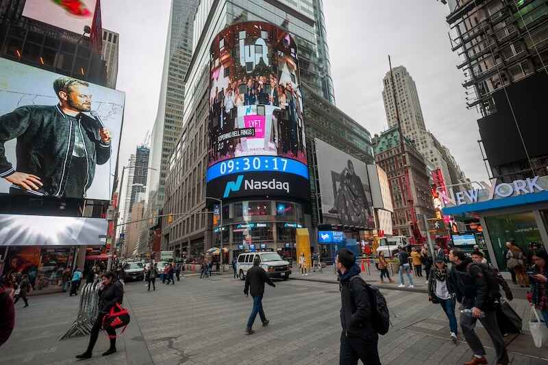 Nasdaq video screen in Time Square