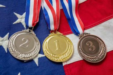 Medals set, USA flag.