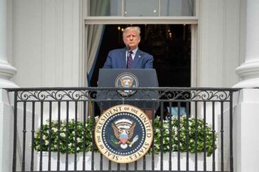 President Donald Trump speaks during in the signing ceremony of the Abraham Accords between Israel, UAE and Bahrain at the White House in Washington, DC.