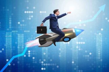 Businessman on a rocket