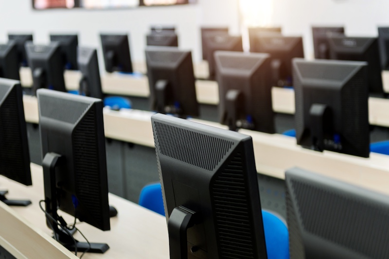 Group of computers in computer lab